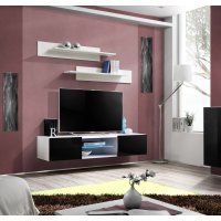 Comoda TV FLY Genarom AM 25 WS FY TYP 33 Alb / Negru Lucios